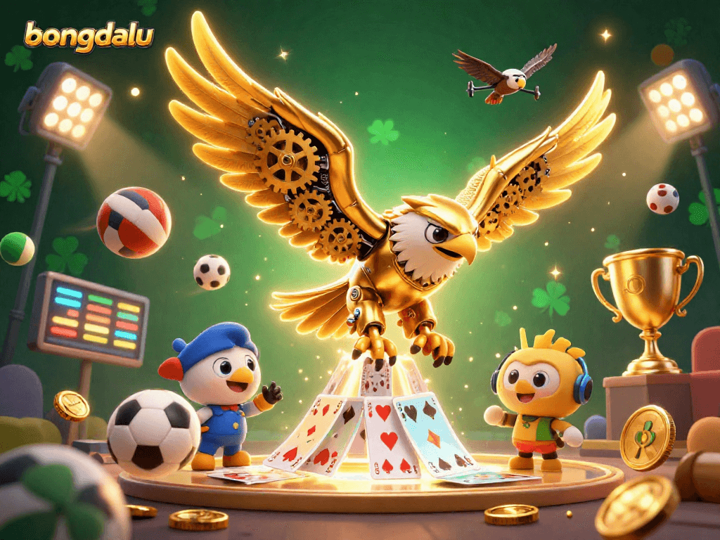 Experience thrilling sports action on bongdalu, featuring dynamic gaming elements and vibrant illustration art.