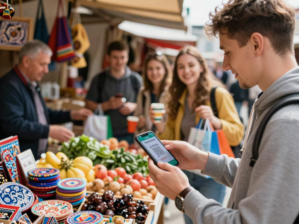 Pengalaman pembayaran https://payinrussia.com/ yang mudah bagi wisatawan di pasar Rusia yang meriah.